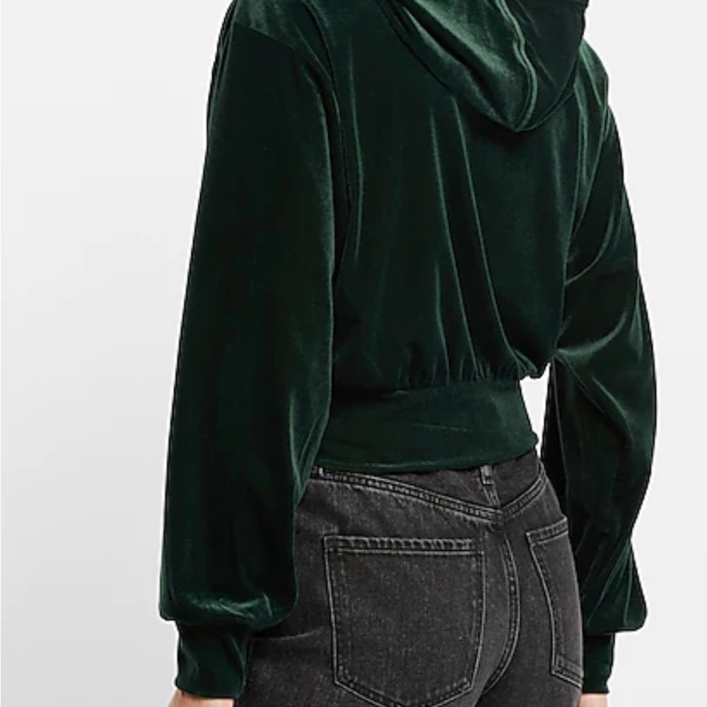 Cropped Express velvet hoodie, size M, NWT - Picture 3 of 5